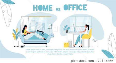 Home vs office, employee against freelancer poster 70145866