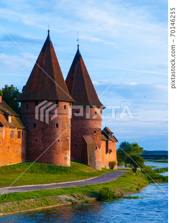 Two fortification towers at Nogat River in Malbork 70146255