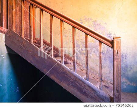 Old staircase in ruined and abandoned house. Kolmanskop, Namibia 70146262