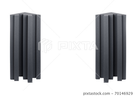 acoustic foam bass traps for sound dampering, isolated on white 70146929