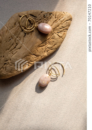 Stylish earrings made of natural pink opal stone. Stylish earrings made of natural pink opal stone. 70147210