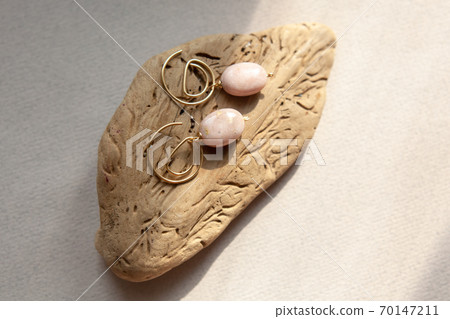 Stylish earrings made of natural pink opal stone. Stylish earrings made of natural pink opal stone. 70147211