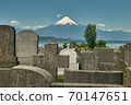 Cementery at Llanguihue lake and Osorno Volcano, Puerto Varas, Chile, South America. 70147651