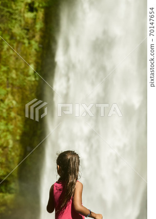 Salto las Cascadas falls at Llanguihue lake and Osorno Volcano, Puerto Varas, Chile, South America. 70147654