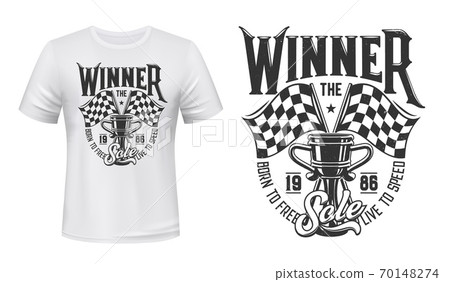 Car race winner cup and flags t-shirt vector Car race winner cup and flags t-shirt vector 70148274