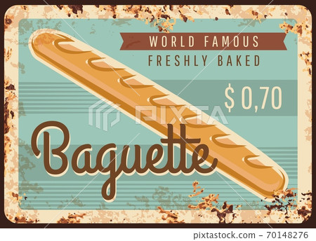 Bread baguette metal rusty plate bakery shop price Bread baguette metal rusty plate bakery shop price 70148276