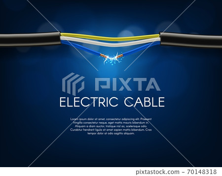 Short circuit in electrical cable vector banner Short circuit in electrical cable vector banner 70148318