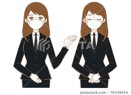 Female guide and apology for the mask funeral staff 70149954