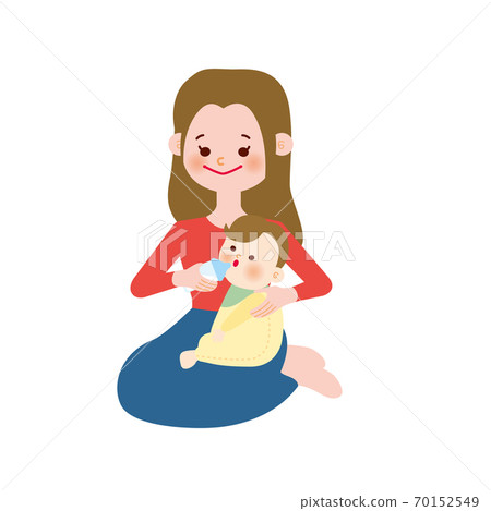 Mother giving milk to her baby Mother giving milk to her baby 70152549
