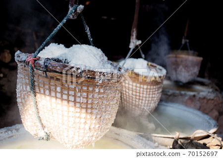 Basket salt hanging at home. 70152697