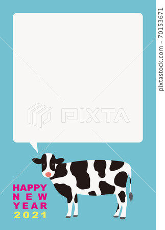 New Year's card design 2021 Ox year Ox Ushi beef 70153671