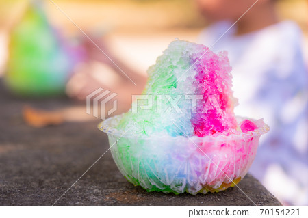 Colorful shaved ice popular with children 70154221