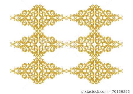 Wood pattern carving isolated on white background 70156235