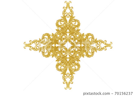 Wood pattern carving isolated on white background 70156237