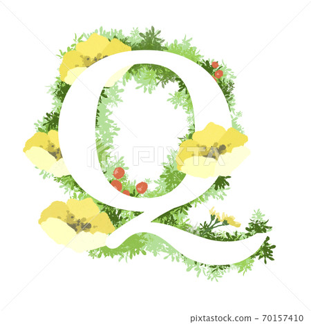 時尚花朵插畫Q的英文字體 70157410