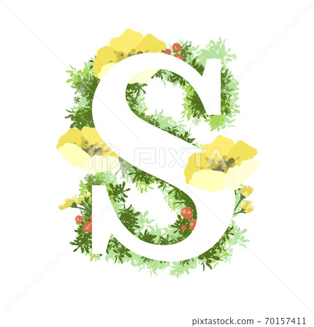 時尚花卉插圖S的英文字體 70157411