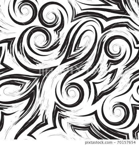 Vector black seamless pattern of waves or swirl... - Stock Illustration ...