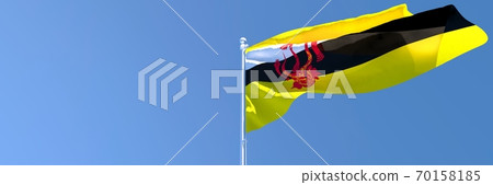 3D rendering of the national flag of Brunei waving in the wind 70158185
