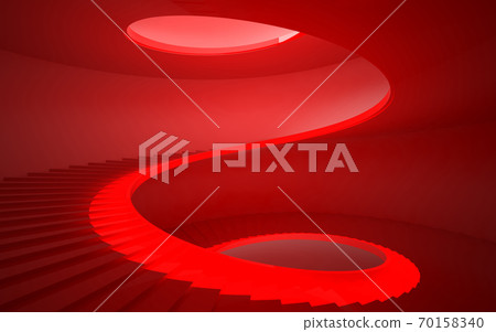 Luxury abstract architectural minimalistic background. Contemporary showroom. spiral staircase modern staircase upward.Empty gallery. Backlight. 3D illustration and rendering. Luxury abstract architectural minimalistic background. Contemporary showroom. spiral staircase modern staircase upward.Empty gallery. Backlight. 3D illustration and rendering. 70158340