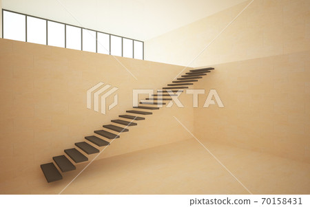 Abstract architectural minimalistic background. Contemporary showroom. Modern concrete exhibition stand. Empty gallery. Backlight. 3D illustration and rendering. Abstract architectural minimalistic background. Contemporary showroom. Modern concrete exhibition stand. Empty gallery. Backlight. 3D illustration and rendering. 70158431