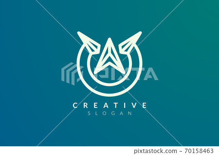 Compass. The logo design is a blend of circles with the direction of the arrow. Minimalist and modern vector illustration design suitable for business and brands 70158463