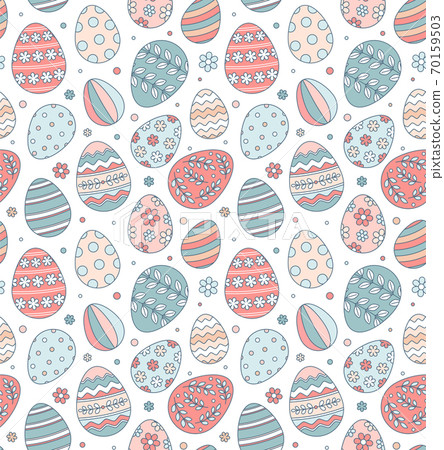 Happy Easter Greeting Seamless Pattern With... - Stock Illustration ...