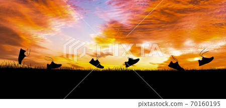 Concept design for Trail running at the sunset time 70160195