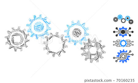 Line Gear Mechanism Icon Vector Collage - Stock Illustration [70160235 ...