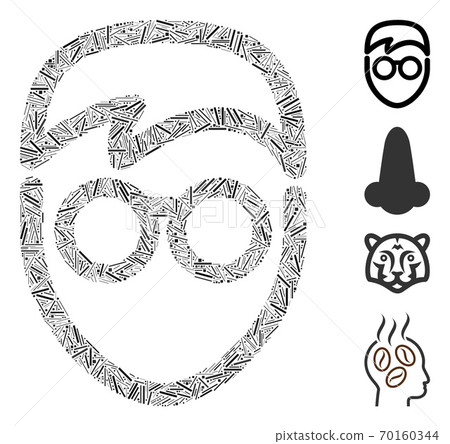 Linear Student Face Icon Vector Collage 70160344