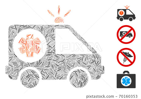 Line Ambulance Car Icon Vector Collage 70160353