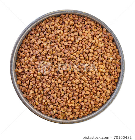 raw buckwheat in bowl with clipping path raw buckwheat in bowl with clipping path 70160481