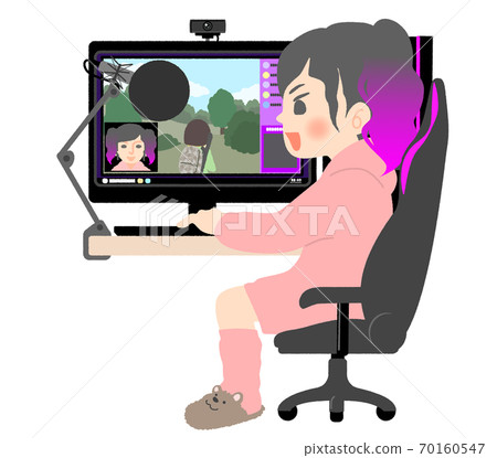 A female distributor who plays live games at home A female distributor who plays live games at home 70160547