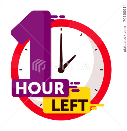 One hour left countdown badge isolated on white 70160914