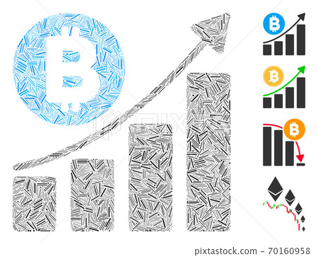 Linear Bitcoin Bar Chart Trend Icon Vector Collage Linear Bitcoin Bar Chart Trend Icon Vector Collage 70160958