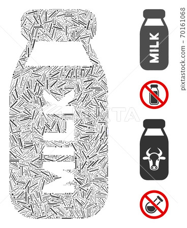 Line Milk Bottle Icon Vector Collage Line Milk Bottle Icon Vector Collage 70161068