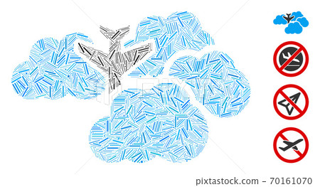 Linear Falling Airplane in Clouds Icon Vector Collage Linear Falling Airplane in Clouds Icon Vector Collage 70161070