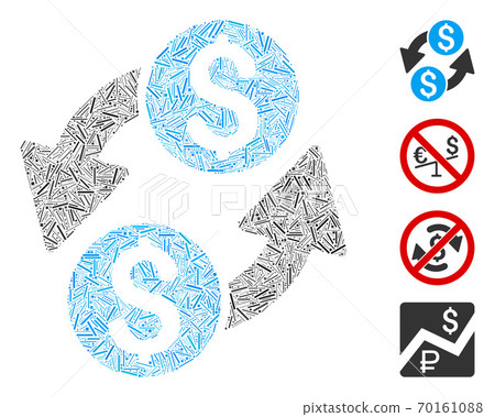 Linear Dollar Exchange Icon Vector Collage - Stock Illustration ...