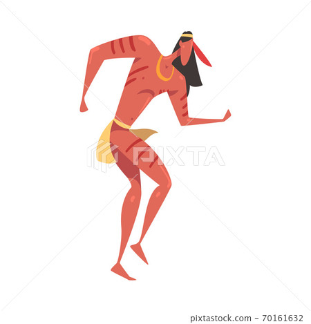 Native American Indian Ritual Dance, Naked Man in Loincloth Dancing Folk Dance Cartoon Style Vector Illustration Native American Indian Ritual Dance, Naked Man in Loincloth Dancing Folk Dance Cartoon Style Vector Illustration 70161632