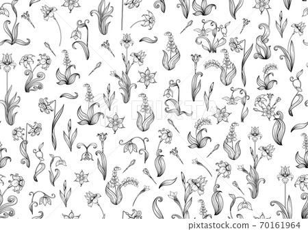 Seamless pattern, background with spring flowers - Stock Illustration ...