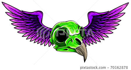 Side Skull with Wings vector illustration art Side Skull with Wings vector illustration art 70162878
