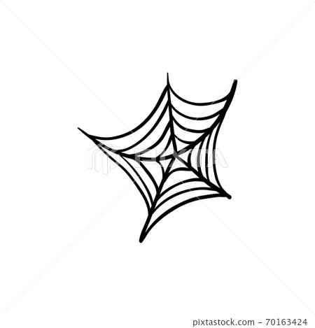 Halloween spider web doodle element. Isolated vector illustration 70163424