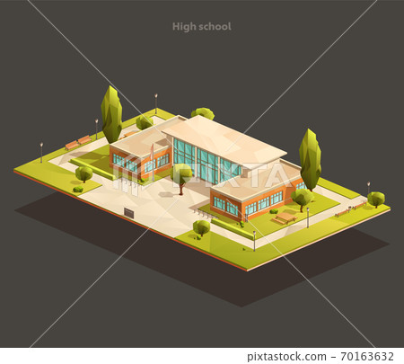 High school or University isometric low poly illustration 70163632