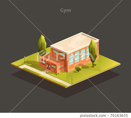 Isometric School gym building 70163635