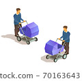 father with baby carriage 70163643