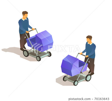 father with baby carriage 70163643