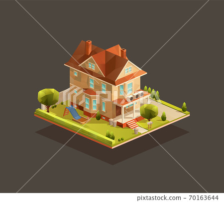 Suburban family house with a playground Suburban family house with a playground 70163644