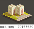 Tower twins Block of Flats isometric illustration 70163680