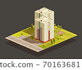 Soviet tower twins Block of Flats isometric illustration 70163681