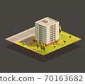 Soviet tower Block of Flats isometric illustration 70163682