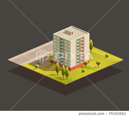 Soviet tower Block of Flats isometric illustration Soviet tower Block of Flats isometric illustration 70163682